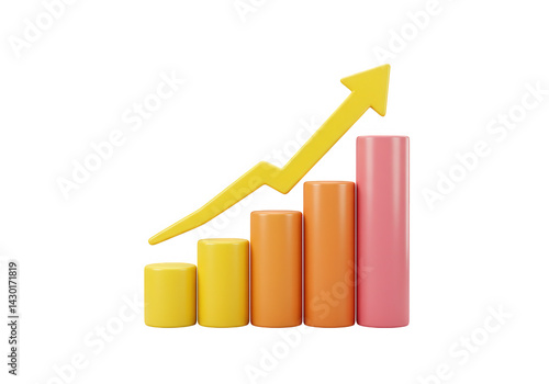 Graphic showing cylinders increasing with a yellow arrow up on transparent background Free Download Graphic showing cylinders increasing with a yellow arrow up on transparent background - GFXLoad