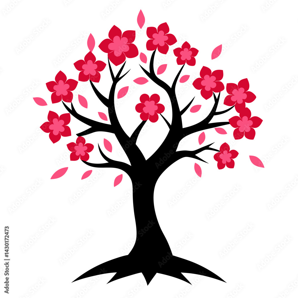 Fototapeta premium Cherry Blossom Tree silhouette icon on white background