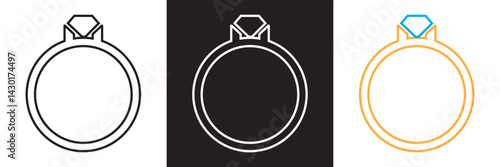 Engagement rings, wedding ring icon. Vector for websites, mobile interfaces, presentations, banner, visual branding etc. Vector illustration. isolated on white and black background. EPS 10