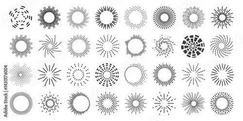 Set circular equalizer. Audio waves for music sounds. Abstract radial radio and voice volume symbol.