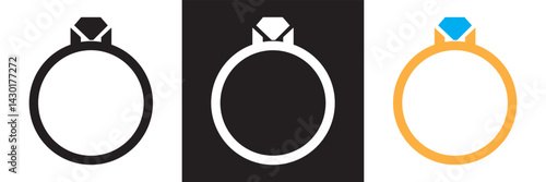 Engagement rings, wedding ring icon. Vector for websites, mobile interfaces, presentations, banner, visual branding etc. Vector illustration. isolated on white and black background. EPS 10