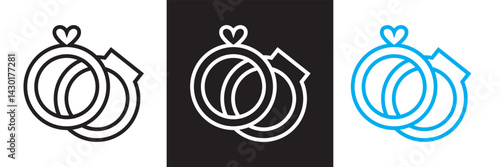 Engagement rings, wedding ring icon. Vector for websites, mobile interfaces, presentations, banner, visual branding etc. Vector illustration. isolated on white and black background. EPS 10