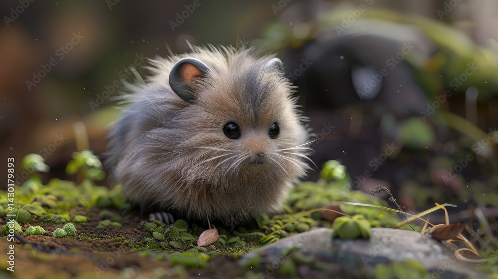 a tiny fantasy creature that is a mix between a hamster and a pomeranian, natural look a tiny fantasy creature that is a mix between a hamster and a pomeranian, natural look