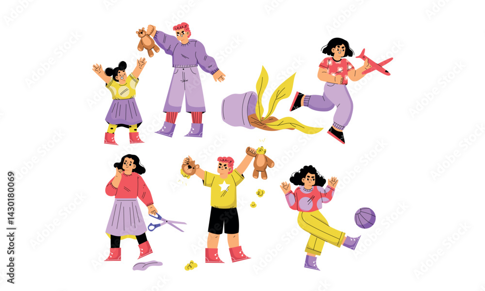 A vibrant mix of characters enjoying playful activities together in joyful settings A vibrant mix of characters enjoying playful activities together in joyful settings