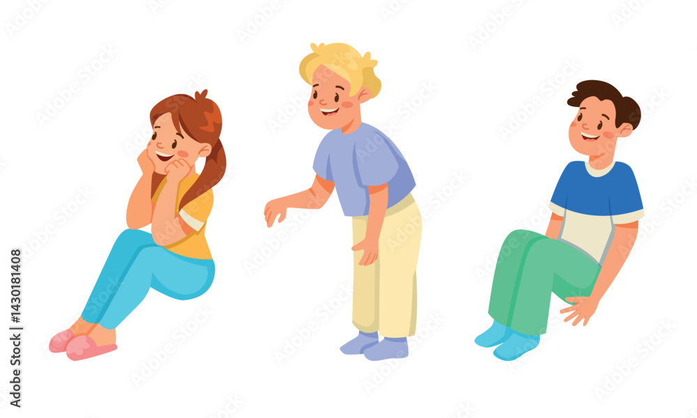 Illustrations of Playful Children Depicted in Relaxed and Fun Poses for Everyone to Enjoy Illustrations of Playful Children Depicted in Relaxed and Fun Poses for Everyone to Enjoy