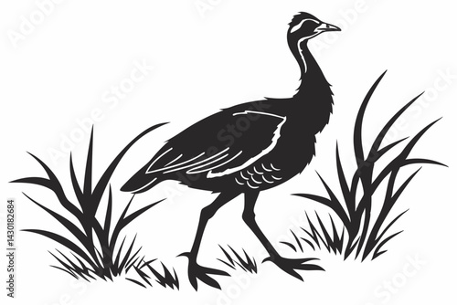 Canvas-taulu bustard sihouette black vector