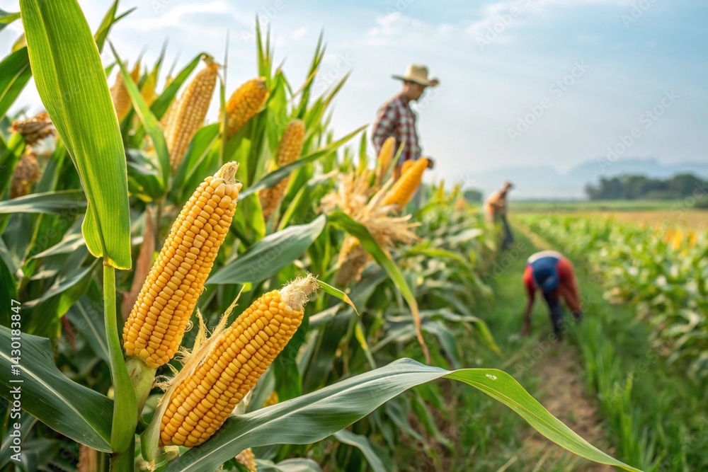 harvest corn field close up