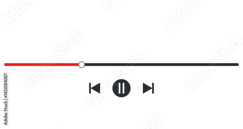 Flat icon of video player progress loading bar with time slider.