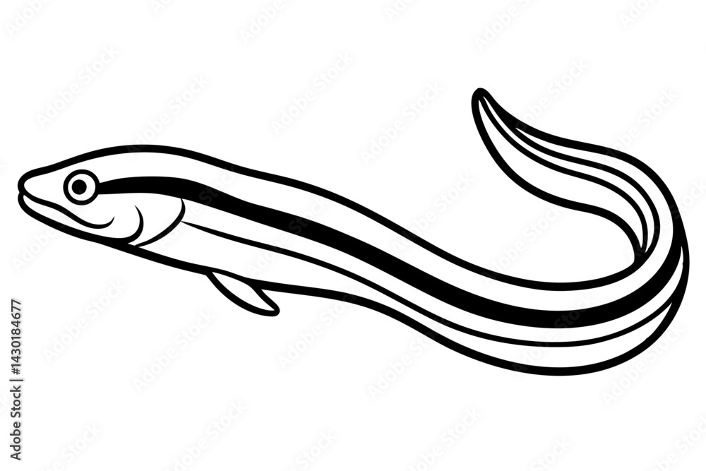 Minimalist Eel Line Art Minimalist Eel Line Art