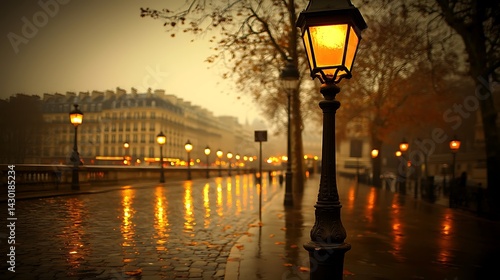 Fototapeta Naklejka Na Ścianę i Meble -  Parisian evening stroll in the rain