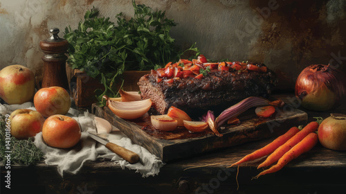  Roasted Brisket with Sweet and Spicy Glaze.