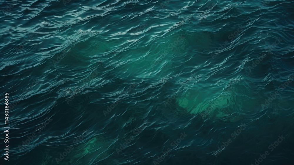 A top view of the water surface with ripples and waves against a dark green background, presented in a flat lay, top down perspective with no text or letters within the frame A top view of the water surface with ripples and waves against a dark green background, presented in a flat lay, top down perspective with no text or letters within the frame