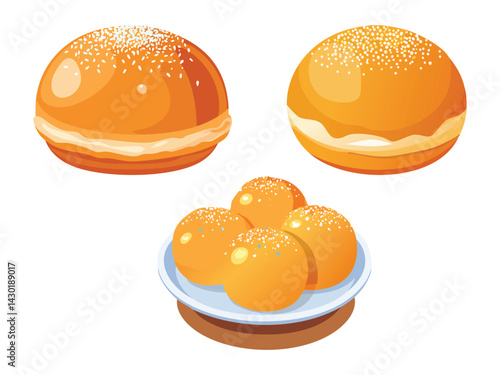 vector illustration of a mexican food Buñuelos (Crispy Fried Dough with Syrup)