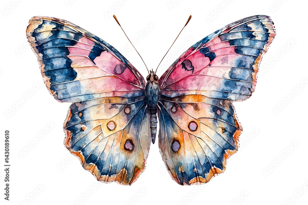 Obraz premium Colorful Watercolor Butterfly Illustration on a White Background