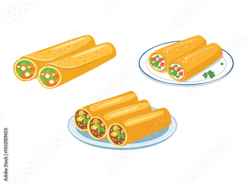 vector illustration of a mexican food Flautas (Rolled, Fried Tortillas with Filling)
