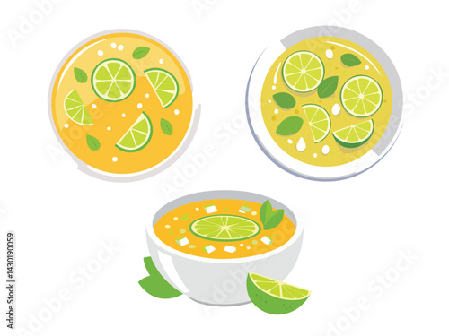vector illustration of a mexican food Sopa de Lima (Yucatecan Lime Soup)
