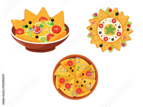 vector illustration of a mexican food Tostilocos (Tortilla Chips with Various Toppings)