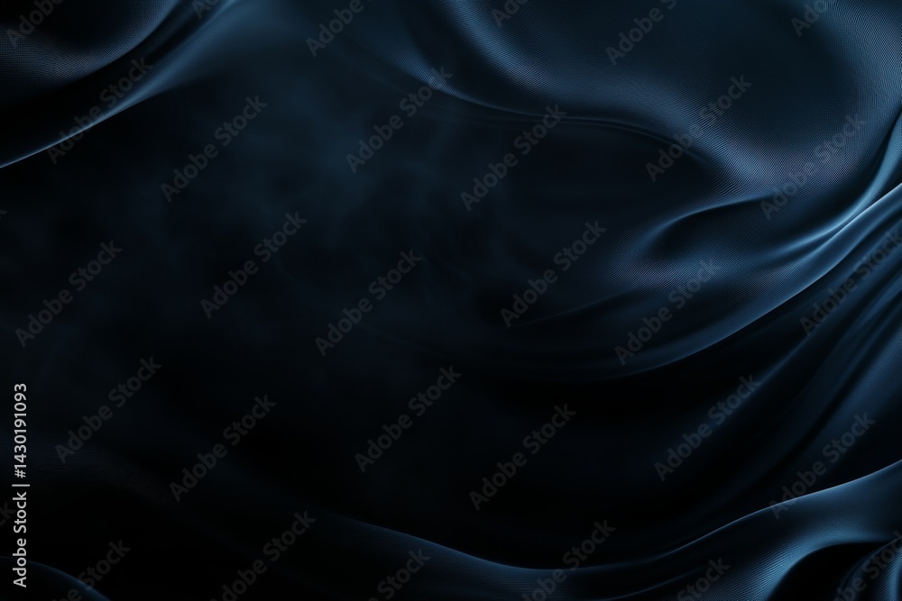 Fototapeta premium Abstract black wave pattern features elegant curves on a dark background, providing a sophisticated texture with ample copy space for various design uses