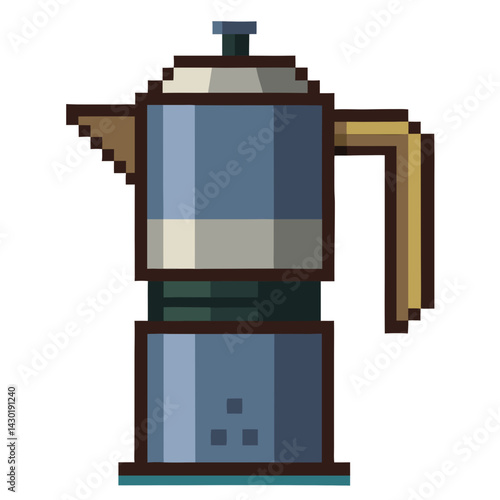 Pixel art coffee maker in minimalist style