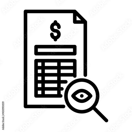 Investigation outline icon. document analysis black line illustration.