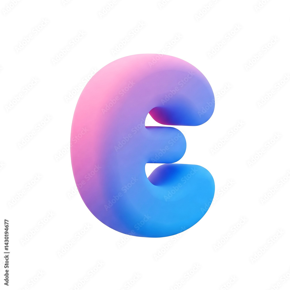 A Vibrant 3D Letter 'E' in Gradients of Blue and Pink on transparent Background, Showcasing Modern Graphic Design and Digital Art Techniques A Vibrant 3D Letter 'E' in Gradients of Blue and Pink on transparent Background, Showcasing Modern Graphic Design and Digital Art Techniques