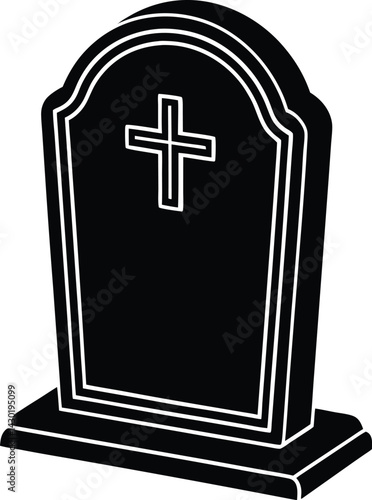 Headstone Silhouette Vector – Simple Black Memorial Illustration