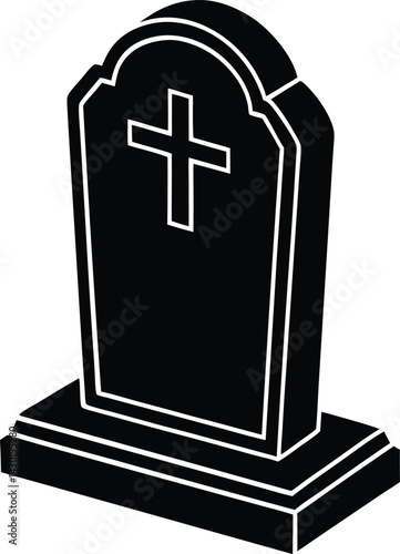 Headstone Silhouette Vector – Simple Black Memorial Illustration