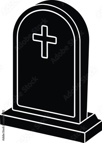 Headstone Silhouette Vector – Simple Black Memorial Illustration
