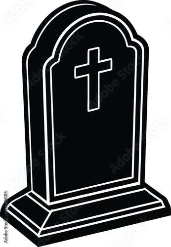 Headstone Silhouette Vector – Simple Black Memorial Illustration