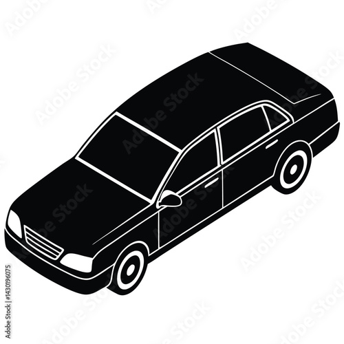 Isometric Perspective View of A Sedan Car Vector – Modern Vehicle Illustration for Automotive, Transport & Design Projects