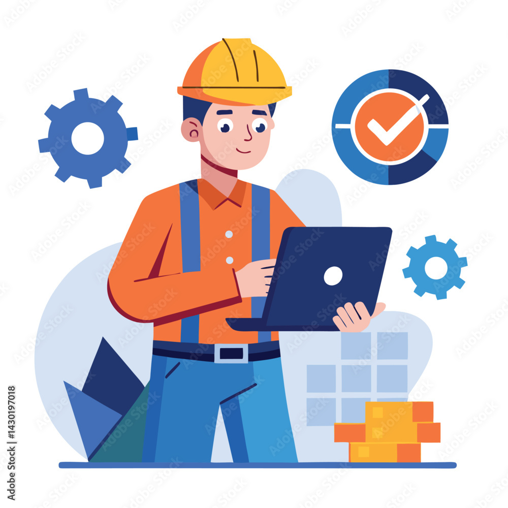 male engineer checks the program and discovers an error. Hand drawn style vector design illustrations. male engineer checks the program and discovers an error. Hand drawn style vector design illustrations.