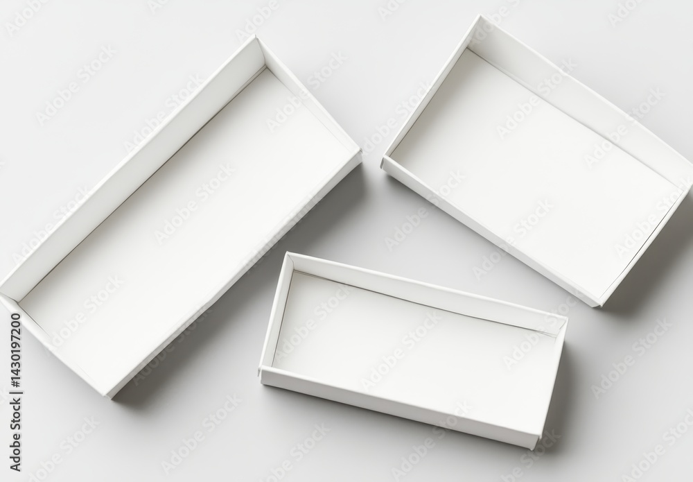 Three empty white cardboard boxes Three empty white cardboard boxes