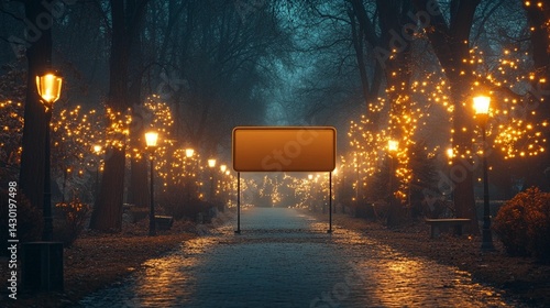Obraz na płótnie Enchanted Night Park Pathway w salonie