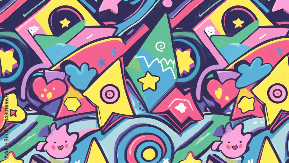 Memphis Style Seamless Pattern – Retro Fun Shapes & Doodle Vibes Memphis Style Seamless Pattern – Retro Fun Shapes & Doodle Vibes