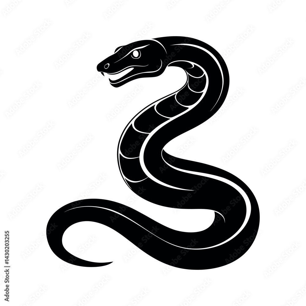 Fototapeta premium boa constrictor black vector silhouette