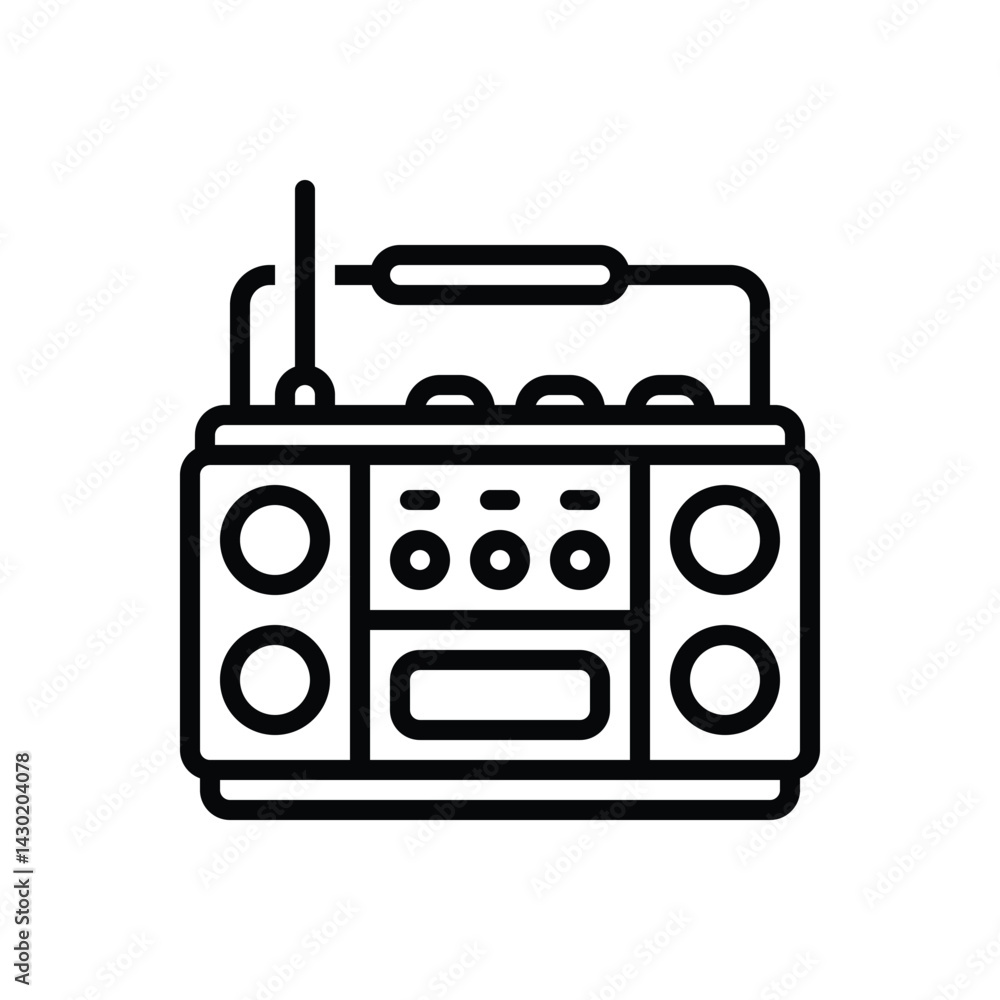 Fototapeta premium Black line icon for radio