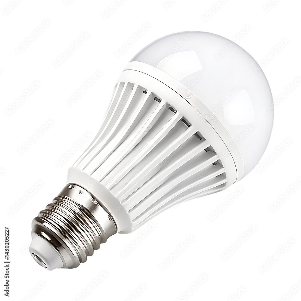 LED white light bulb isolated on transparent background. Generative AI LED white light bulb isolated on transparent background. Generative AI