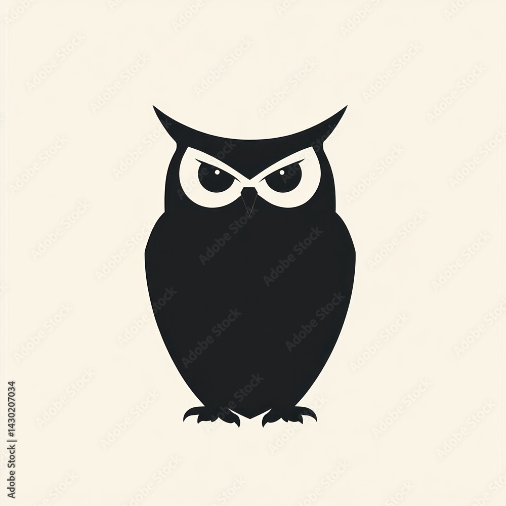 Simple black and white owl graphic for education or design Simple black and white owl graphic for education or design