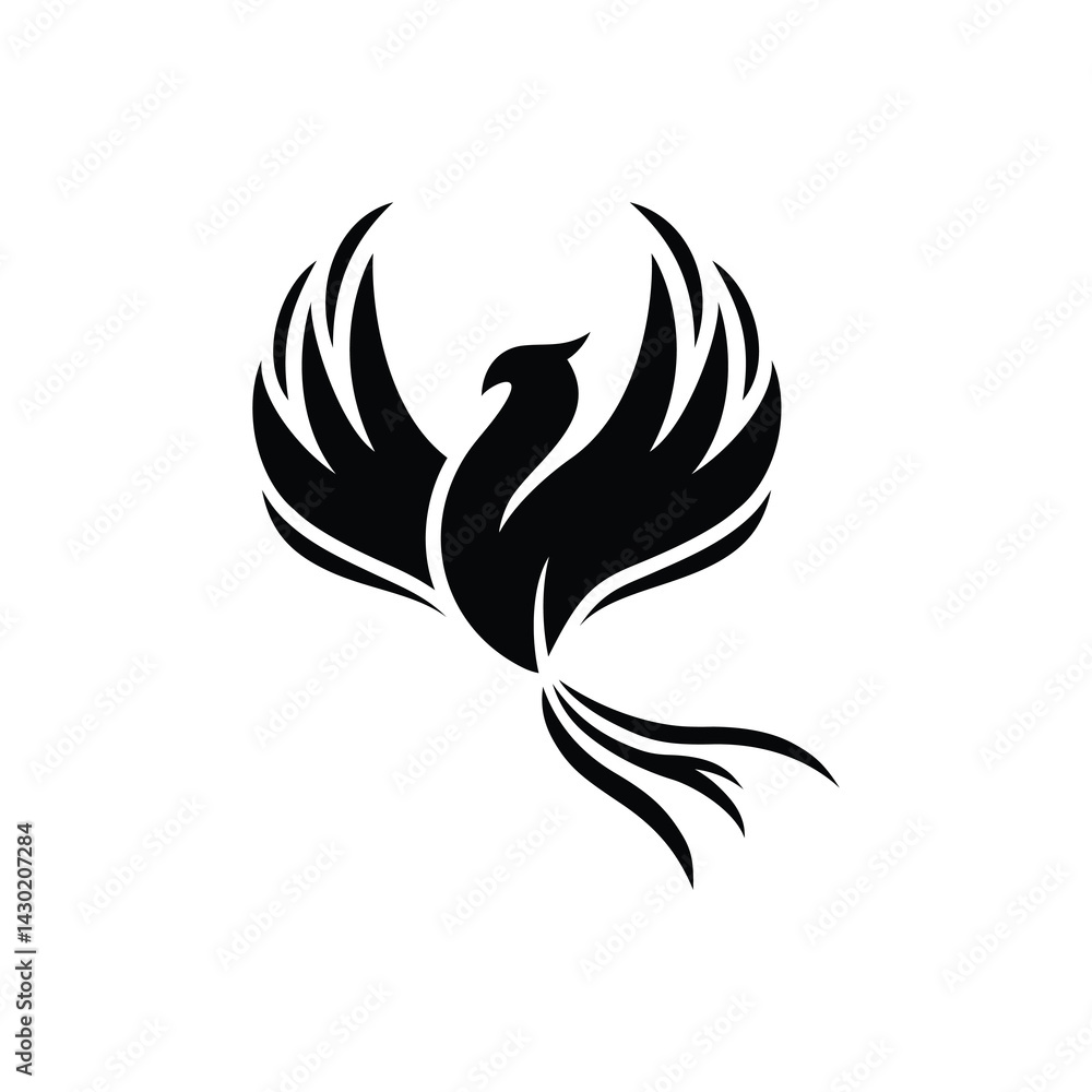 Obraz premium Phoenix logo template. Phoenix Wing Logotype icon flying bird drawing art syombol concept. Eagle hawk falcon feather flying for tattoo design. Vector illustration