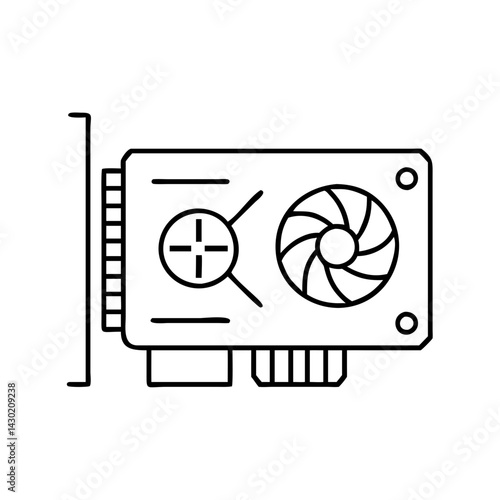 gpu icon, gpu line art - simple line art of gpu, perfect for gpu logos and icons