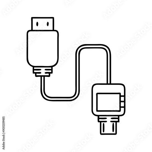 hdmi cable icon, hdmi cable line art - simple line art of hdmi cable, perfect for hdmi cable logos and icons