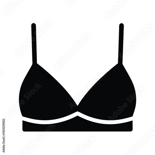 Bralette with Thin Straps Silhouette Vector Illustration