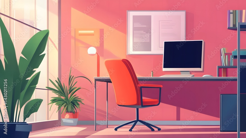 Fototapeta premium modern office background Modern Open Plan Office Space With Tables