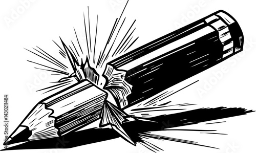 Breaking pencil action creative space illustration artistic studio close-up destruction of ideas