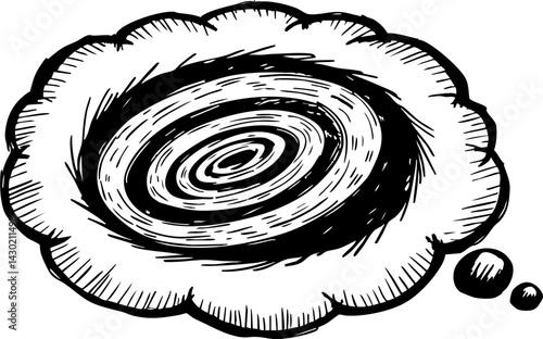 Whimsical thought bubble illustration creative space graphic artwork minimalist design eye-level view imagination concept
