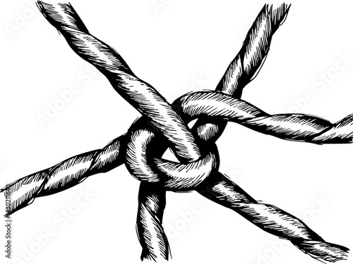 Tying strong knots for practical uses workshop setting graphic representation indoor environment close-up view craftsmanship technique