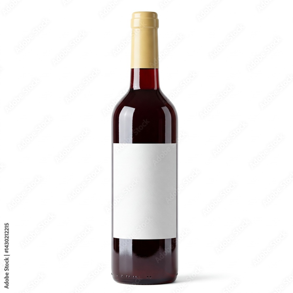 Obraz premium Homemade Wine Bottle with Rustic Label and Red Wine – Isolated Mockup