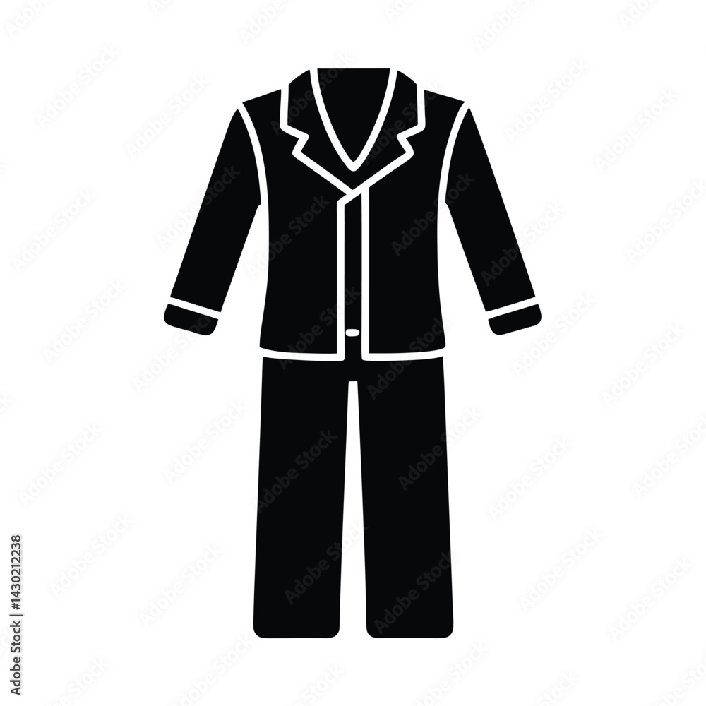 Naklejka premium Satin Pajamas with Piping Silhouette Vector Illustration