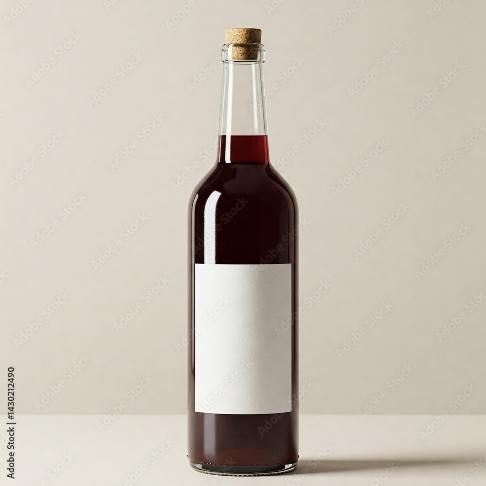 Homemade Wine Bottle with Rustic Label and Red Wine – Isolated Mockup Homemade Wine Bottle with Rustic Label and Red Wine – Isolated Mockup