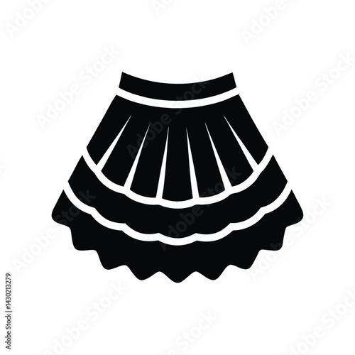 Tulle Skirt with Volume Layers Silhouette Vector Illustration